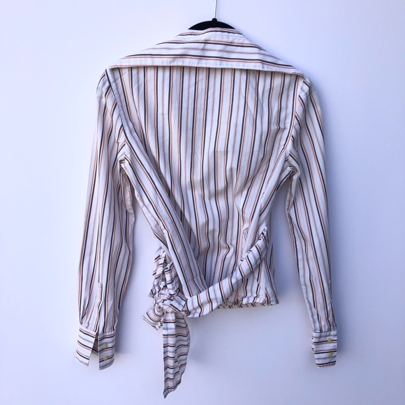 Zara Woman Striped Wrap Long Sleeve Top - Picture 3 of 6